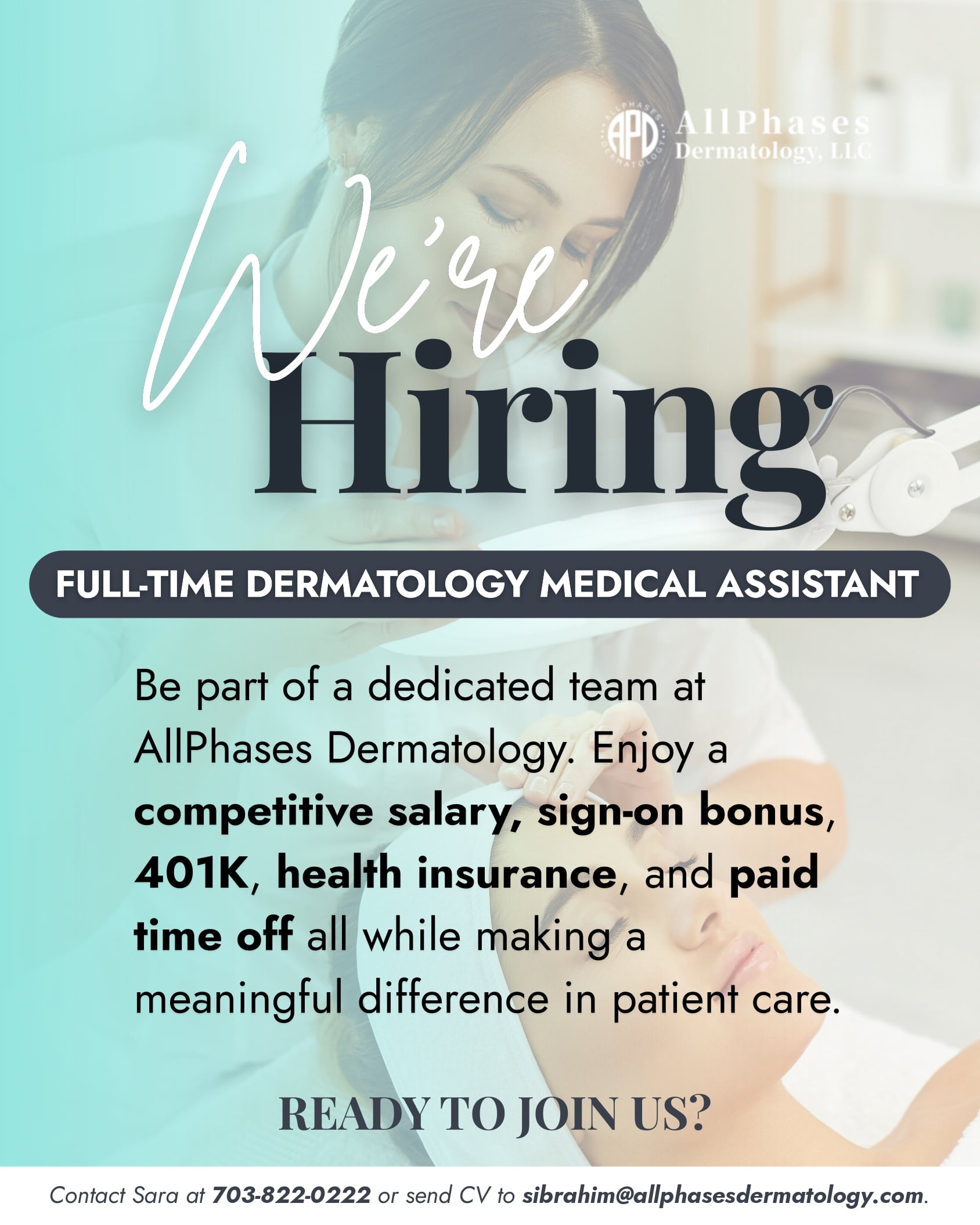 Revised APD NOW HIRING Dermatology Medical Assistant 1 page 0001
